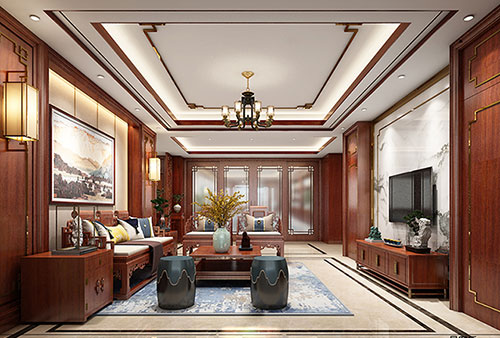 新疆小清新格调的现代简约别墅中式设计装修效果图