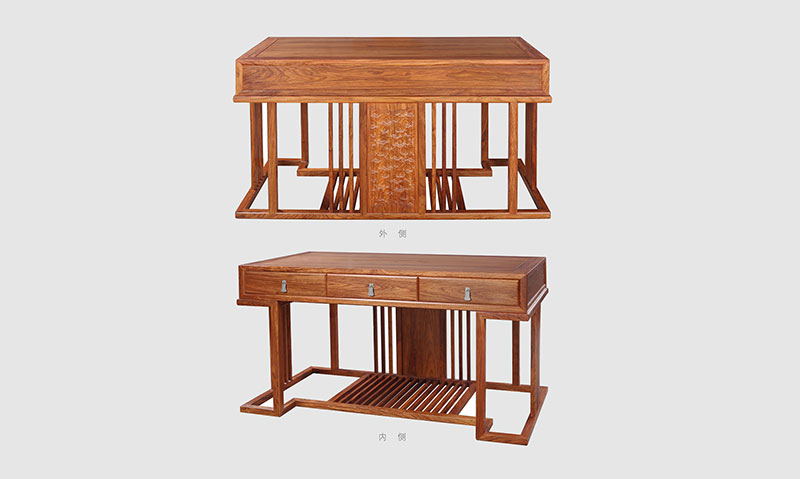新疆 别墅中式家居书房装修实木书桌效果图